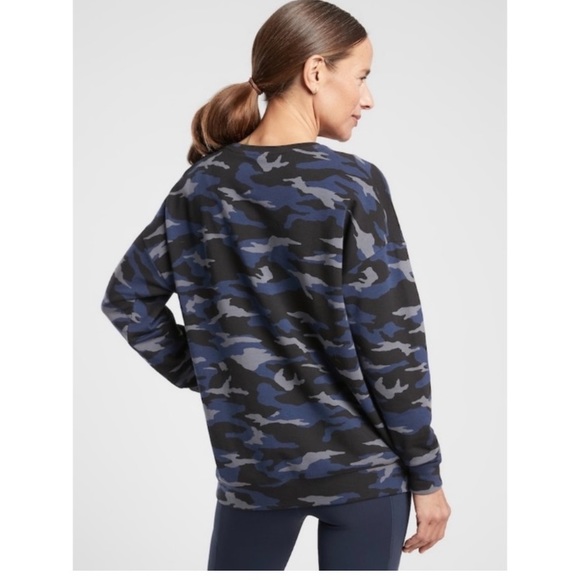 Athleta Balanced Printed Pullover Small Blue/Black Camo Small - Picture 4 of 7